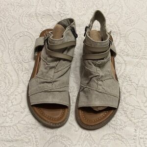 Blowfish Size 8.5M Women’s Canvas Open-Toe Sandals with Side Zip Boho Sheek